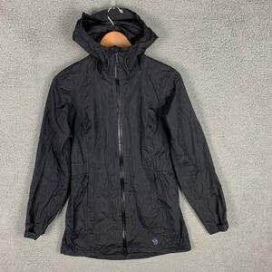 Mountain Hardwear Rain Jacket Womens XS‎ Hooded Lightweight Packable Black